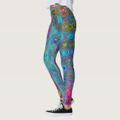 Trippy Sky Blue Abstrakt Retro AtomWaves Leggings (Links)