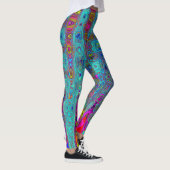 Trippy Sky Blue Abstrakt Retro AtomWaves Leggings (Rechts)