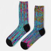 Trippy Sky Blue Abstrakt Retro AtomWaves Socken (Linkes Detail)