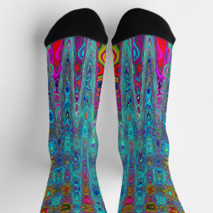 Trippy Sky Blue Abstrakt Retro AtomWaves Socken