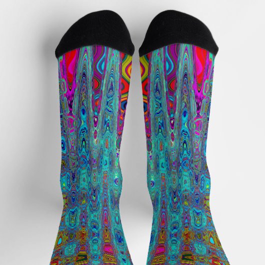 Trippy Sky Blue Abstrakt Retro AtomWaves Socken (Oben)
