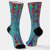 Trippy Sky Blue Abstrakt Retro AtomWaves Socken (Gewinkelt)