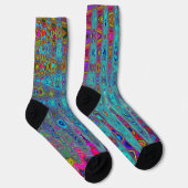 Trippy Sky Blue Abstrakt Retro AtomWaves Socken (Rechts)