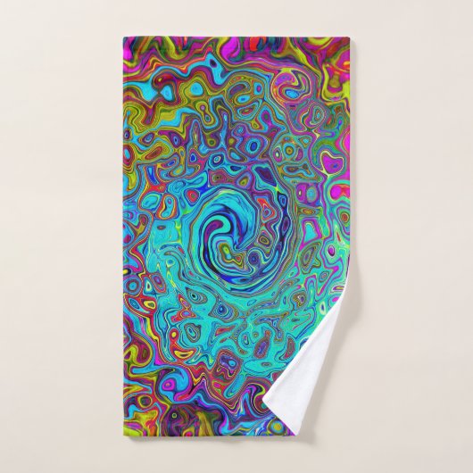 Trippy Sky Blue Abstrakt Retro Liquid Swirl Badhandtuch Set (Handtuch)