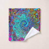 Trippy Sky Blue Abstrakt Retro Liquid Swirl Badhandtuch Set (Waschlappen)
