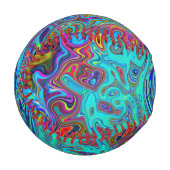 Trippy Sky Blue Abstrakt Retro Liquid Swirl Baseball (Vorderseite Links)