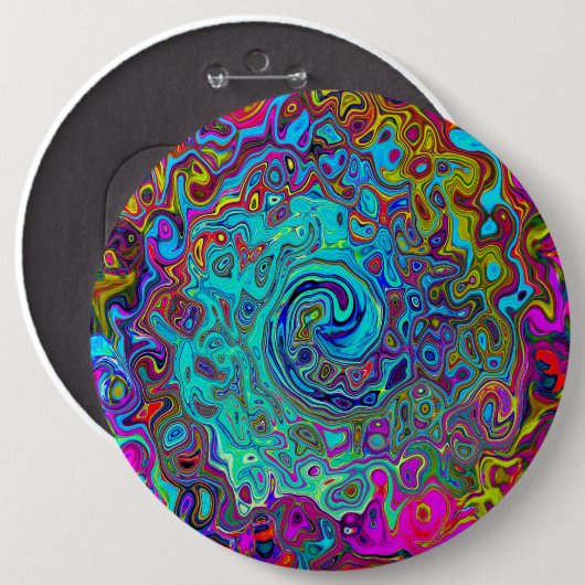 Trippy Sky Blue Abstrakt Retro Liquid Swirl Button (Vorne & Hinten)