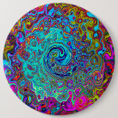 Trippy Sky Blue Abstrakt Retro Liquid Swirl Button (Vorderseite)