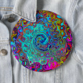 Trippy Sky Blue Abstrakt Retro Liquid Swirl Button (Beispiel)
