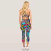 Trippy Sky Blue Abstrakt Retro Liquid Swirl Capri Leggings (Rückseite)