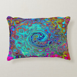 Trippy Sky Blue Abstrakt Retro Liquid Swirl Dekokissen