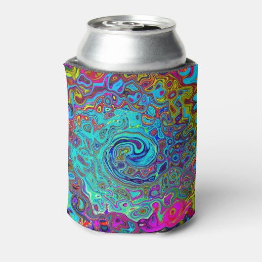 Trippy Sky Blue Abstrakt Retro Liquid Swirl Dosenkühler (Kanne Rückseite)