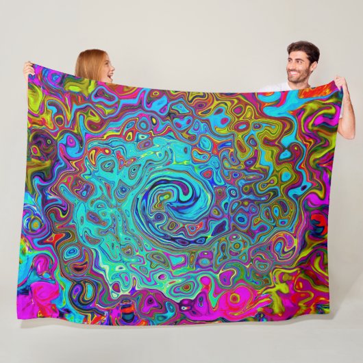 Trippy Sky Blue Abstrakt Retro Liquid Swirl Fleecedecke (Beispiel)