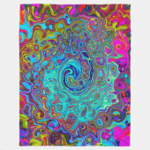 Trippy Sky Blue Abstrakt Retro Liquid Swirl Fleecedecke (Vorderseite)
