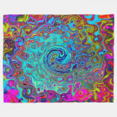 Trippy Sky Blue Abstrakt Retro Liquid Swirl Fleecedecke (Vorderseite (Horizontal))