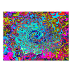 Trippy Sky Blue Abstrakt Retro Liquid Swirl Fotodruck