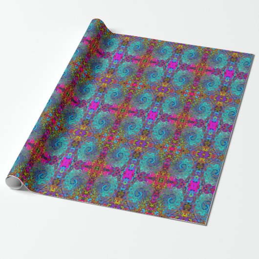Trippy Sky Blue Abstrakt Retro Liquid Swirl Geschenkpapier (Ungerollt)