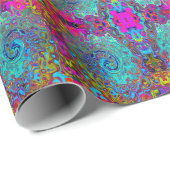 Trippy Sky Blue Abstrakt Retro Liquid Swirl Geschenkpapier (Rolleneckpunkt)