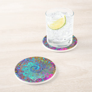 Trippy Sky Blue Abstrakt Retro Liquid Swirl Getränkeuntersetzer