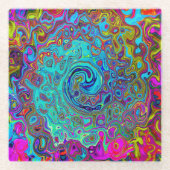 Trippy Sky Blue Abstrakt Retro Liquid Swirl Glasuntersetzer (Vorderseite)