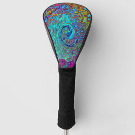 Trippy Sky Blue Abstrakt Retro Liquid Swirl Golf Headcover