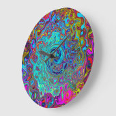 Trippy Sky Blue Abstrakt Retro Liquid Swirl Große Wanduhr (Winkel)