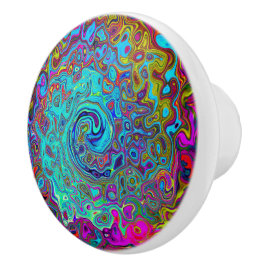 Trippy Sky Blue Abstrakt Retro Liquid Swirl Keramikknauf