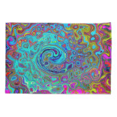 Trippy Sky Blue Abstrakt Retro Liquid Swirl Kissenbezug (Rückseite)