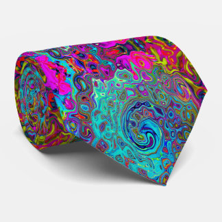 Trippy Sky Blue Abstrakt Retro Liquid Swirl Krawatte