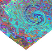 Trippy Sky Blue Abstrakt Retro Liquid Swirl Kurzer Tischläufer (Ecke)