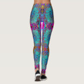 Trippy Sky Blue Abstrakt Retro Liquid Swirl Leggings (Rückseite)
