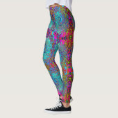 Trippy Sky Blue Abstrakt Retro Liquid Swirl Leggings (Links)