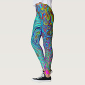 Trippy Sky Blue Abstrakt Retro Liquid Swirl Leggings (Links)