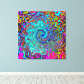 Trippy Sky Blue Abstrakt Retro Liquid Swirl Leinwanddruck (Insitu (Holzboden))