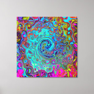 Trippy Sky Blue Abstrakt Retro Liquid Swirl Leinwanddruck