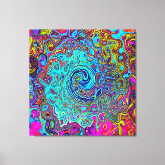 Trippy Sky Blue Abstrakt Retro Liquid Swirl Leinwanddruck (Vorderseite)