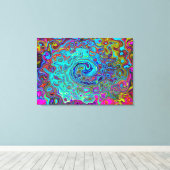 Trippy Sky Blue Abstrakt Retro Liquid Swirl Leinwanddruck (Insitu (Holzboden))