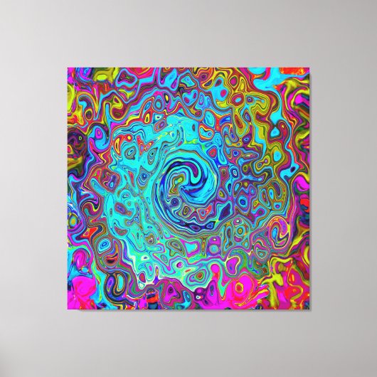Trippy Sky Blue Abstrakt Retro Liquid Swirl Leinwanddruck (Vorderseite)