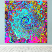 Trippy Sky Blue Abstrakt Retro Liquid Swirl Leinwanddruck (Insitu (Holzboden))