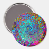 Trippy Sky Blue Abstrakt Retro Liquid Swirl Magnet (Vorderseite/Rückseite)