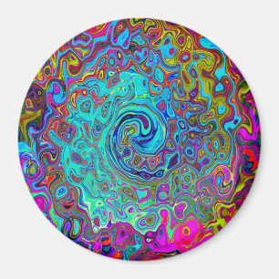 Trippy Sky Blue Abstrakt Retro Liquid Swirl Magnet