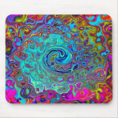 Trippy Sky Blue Abstrakt Retro Liquid Swirl Mousepad (Vorne)