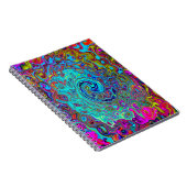 Trippy Sky Blue Abstrakt Retro Liquid Swirl Notizblock (Rechte Seite)