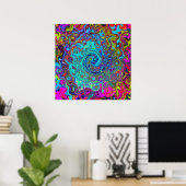 Trippy Sky Blue Abstrakt Retro Liquid Swirl Poster (Heimbüro)