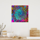 Trippy Sky Blue Abstrakt Retro Liquid Swirl Poster (Küche)