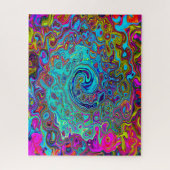 Trippy Sky Blue Abstrakt Retro Liquid Swirl Puzzle (Vertikal)