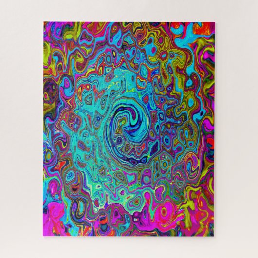 Trippy Sky Blue Abstrakt Retro Liquid Swirl Puzzle (Vertikal)