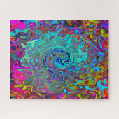 Trippy Sky Blue Abstrakt Retro Liquid Swirl Puzzle (Horizontal)