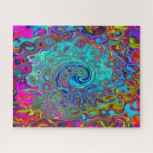Trippy Sky Blue Abstrakt Retro Liquid Swirl Puzzle (Horizontal)