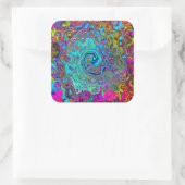 Trippy Sky Blue Abstrakt Retro Liquid Swirl Quadratischer Aufkleber (Tasche)